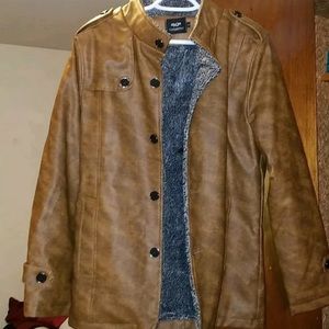 Mens Fur Lined Leather Jacket Large